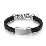 Titanium Steel Leather Woven Bracelet for Men