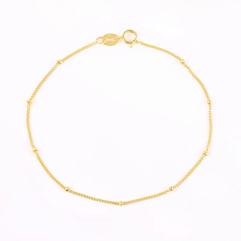 925 Sterling Silver Bead Bracelet with Charm for Women