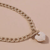 Golden Pearl Love Thick Chain Necklace