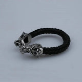 Leopard Head Bracelet Stainless Steel Punk Rock Leather Cord Bracelet