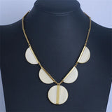 Leopard Resin Shell Pendant Necklace, Multi-Pendant Metal Long