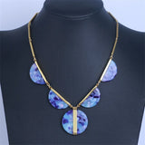Leopard Resin Shell Pendant Necklace, Multi-Pendant Metal Long