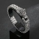 Wolf Head Double-Layer Titanium Steel Men's Bracelet