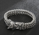 Wolf Head Double-Layer Titanium Steel Men's Bracelet