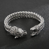 Wolf Head Double-Layer Titanium Steel Men's Bracelet