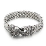Wolf Head Double-Layer Titanium Steel Men's Bracelet