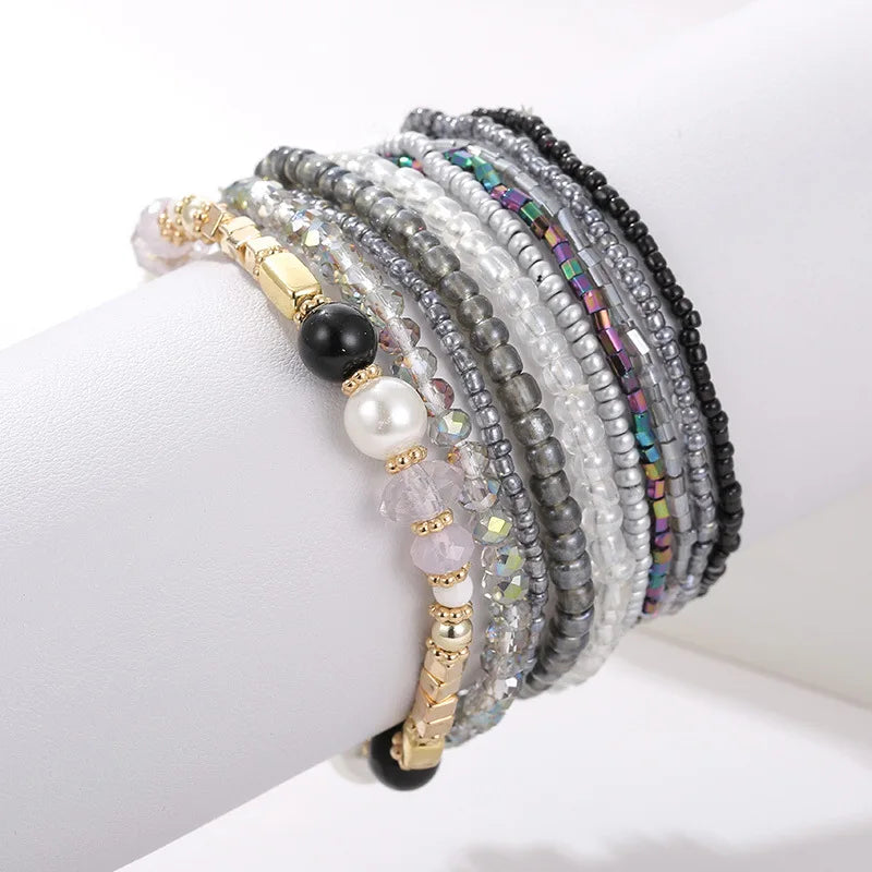 Natural Pearl Crystal Stone Beaded Bracelet for Women