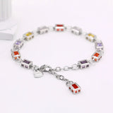 European Church Women's 925 Silver Bracelet Colorful Cubic Zircon