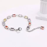 European Church Women's 925 Silver Bracelet Colorful Cubic Zircon