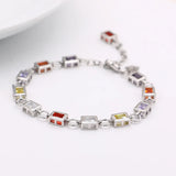 European Church Women's 925 Silver Bracelet Colorful Cubic Zircon