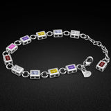 European Church Women's 925 Silver Bracelet Colorful Cubic Zircon