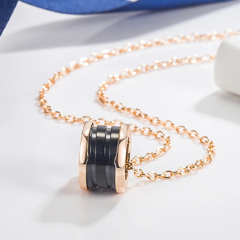 925 Silver & Ceramic Pendant Necklace, Unisex Jewelry