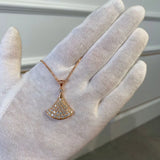 European 925 Silver Diamond Skirt Women's Necklace Fan-Shaped Pendant