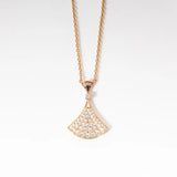 European 925 Silver Diamond Skirt Women's Necklace Fan-Shaped Pendant
