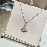 European 925 Silver Diamond Skirt Women's Necklace Fan-Shaped Pendant
