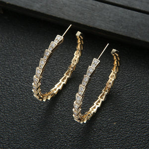 European Micro-Inlaid Zircon Earrings Round Big Hoop Earring ZK30