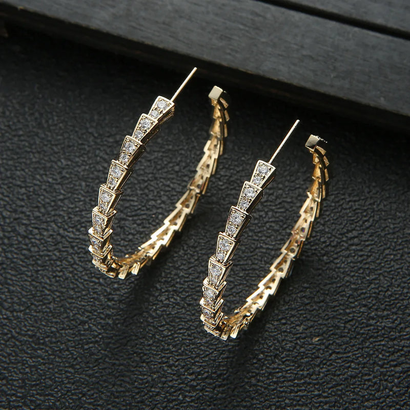 European Micro-Inlaid Zircon Earrings Round Big Hoop Earring ZK30
