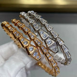 925 Sterling Silver Zircon Snake Bone Bracelet