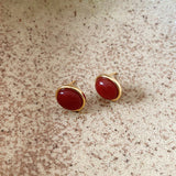 European 925 Sterling Silver Red Agate Earrings Female Ins Wind Earrings