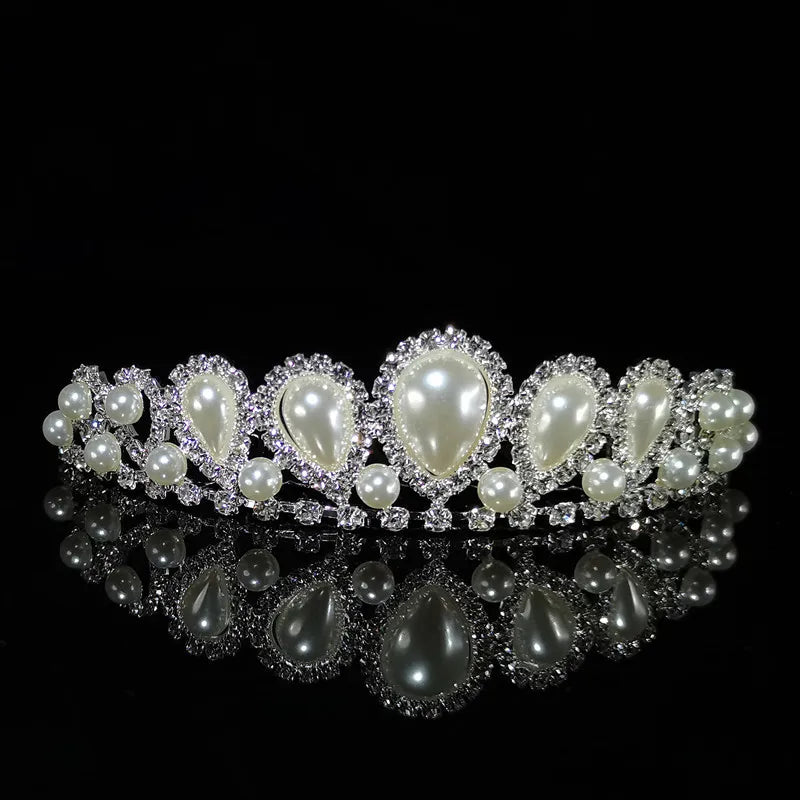 Pearl Headdress Comb Crown for Girls Birthday Party