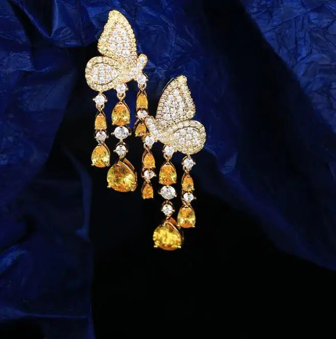 Vintage Butterfly Wings Tassel Water Drop Shape Jewelry