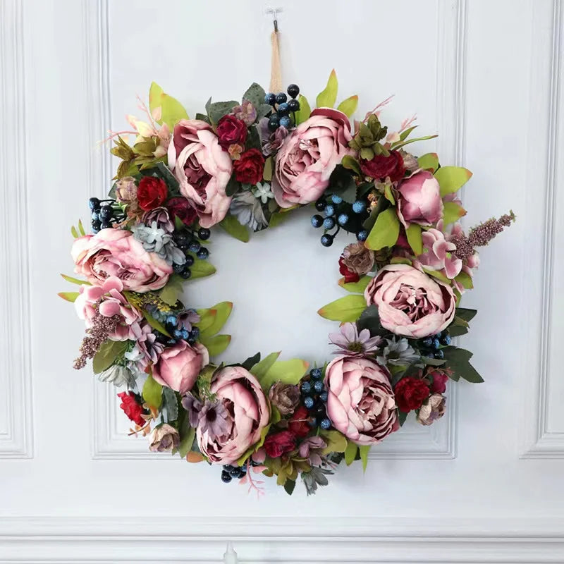 European Vintage Simulation Peony Wedding Garland Wall Hanging Ornaments