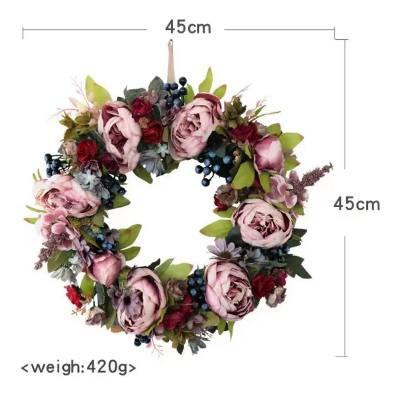 European Vintage Simulation Peony Wedding Garland Wall Hanging Ornaments