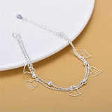 925 Sterling Silver Heart Anklets for Girls - Birthday Gift