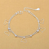 925 Sterling Silver Heart Anklets for Girls - Birthday Gift