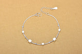 Charm Square Silver Anklets for Women 925 Bracelets Birthday Gift Summer