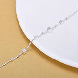 Charm Square Silver Anklets for Women 925 Bracelets Birthday Gift Summer