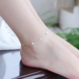Charm Square Silver Anklets for Women 925 Bracelets Birthday Gift Summer