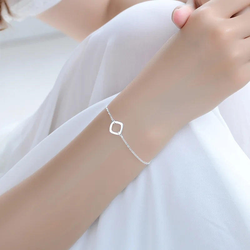 Square Silver 925 Anklets for Women