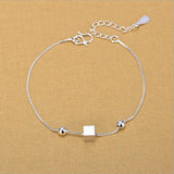 Silver 925 Bracelets For Girls Square Anklets Women Accessories