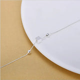 Silver 925 Bracelets For Girls Square Anklets Women Accessories