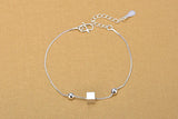 Silver 925 Bracelets For Girls Square Anklets Women Accessories