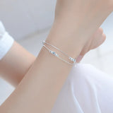 Double Layer Silver 925 Anklets Lady Star Bracelets Women Jewelry