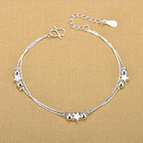 Double Layer Silver 925 Anklets Lady Star Bracelets Women Jewelry