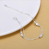 Double Layer Silver 925 Anklets Lady Star Bracelets Women Jewelry