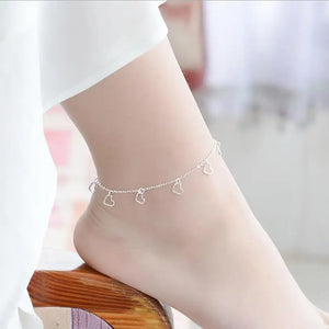 925 Silver Anklets Charm Heart Bracelets for Women