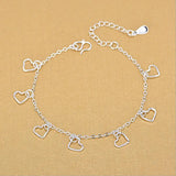 925 Silver Anklets Charm Heart Bracelets for Women