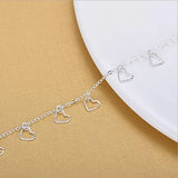 925 Silver Anklets Charm Heart Bracelets for Women