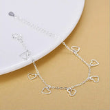 925 Silver Anklets Charm Heart Bracelets for Women