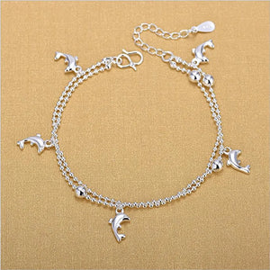 Silver 925 Girl Anklet Jewelry Dolphin Silver Bracelets For Women