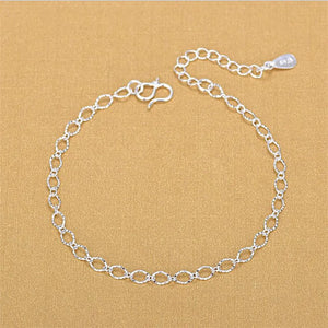 Silver Anklets Geometric Bracelet 925 Lady Jewelry Female Gift