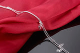 Female Clover Double Layer Anklets Silver 925 Bracelet