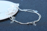 Female Clover Double Layer Anklets Silver 925 Bracelet