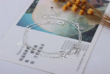 Female Clover Double Layer Anklets Silver 925 Bracelet