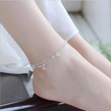 Female Clover Double Layer Anklets Silver 925 Bracelet