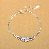 Double Layer Ball Anklets For Women Silver 925 Jewelry Anklets 